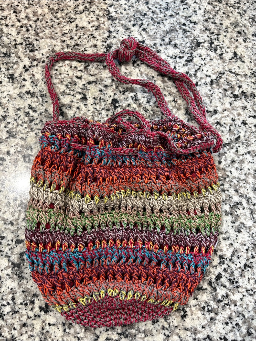 Mudd Multicolor Crochet Crossbody Bag - Red, Orange, Green, Blue